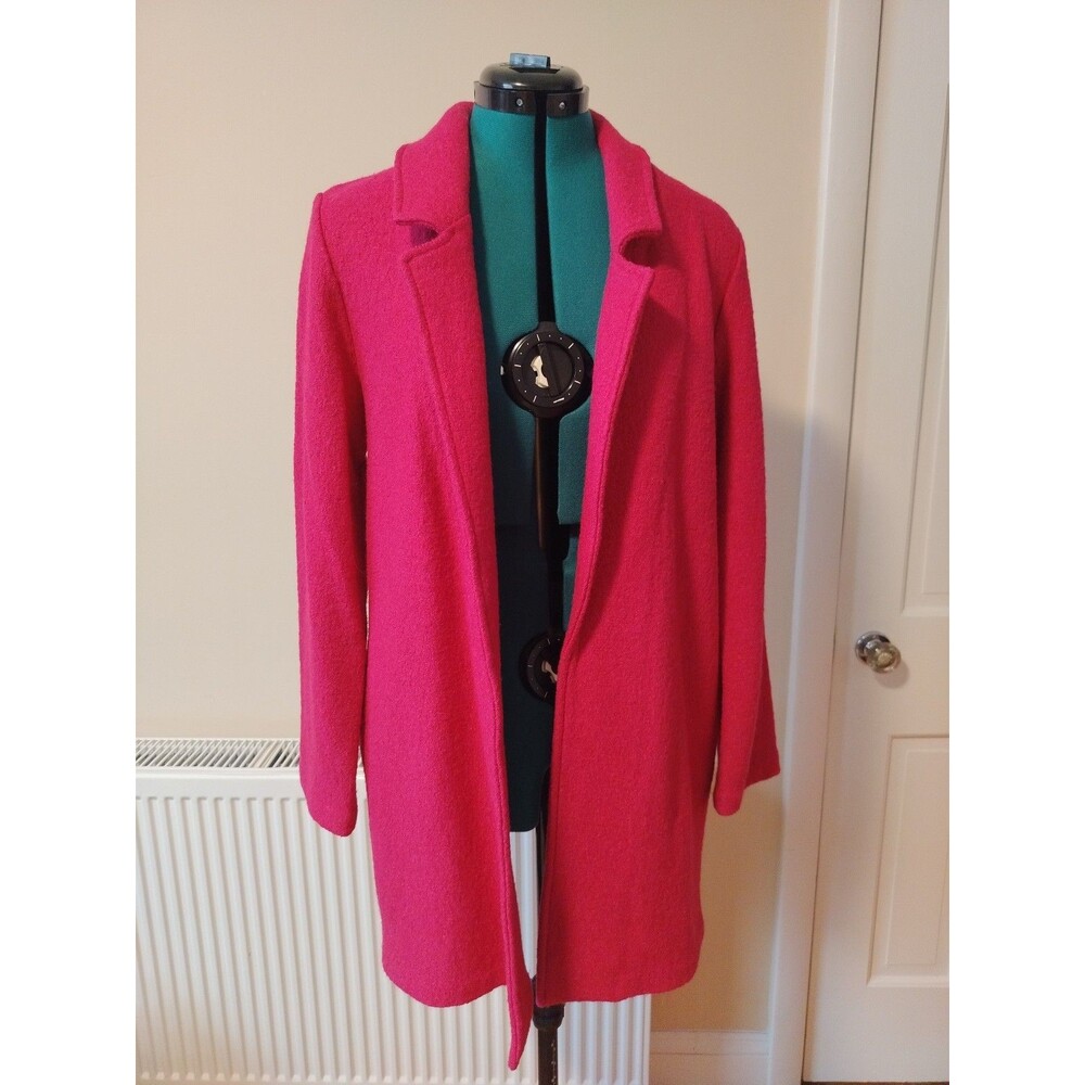 Rachel Zoe Coat Womens M Vibrant Rose Pink Pockets Wool Blend Career Soft Girl